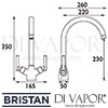 Bristan Chive Easyfit Sink Mixer Tap Dimensions